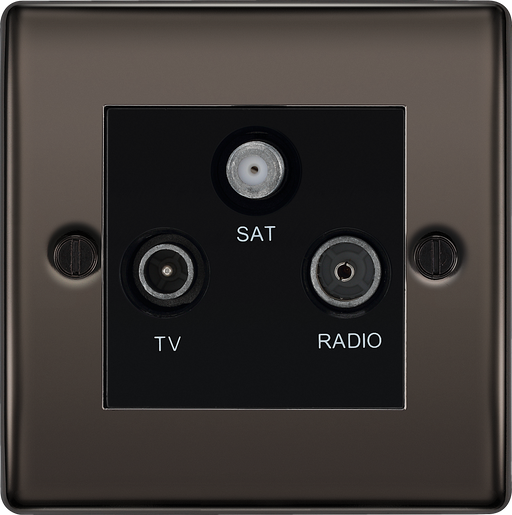 BG Electrical Nexus Metal Black Nickel - Triple TV/FM/SAT triplex - screened