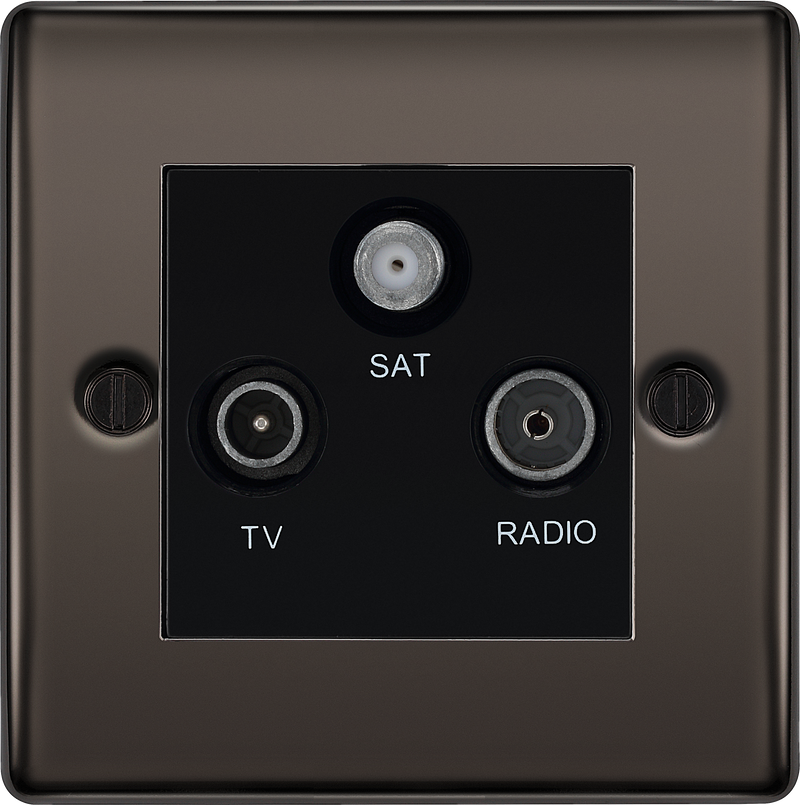 BG Electrical Nexus Metal Black Nickel - Triple TV/FM/SAT triplex - screened