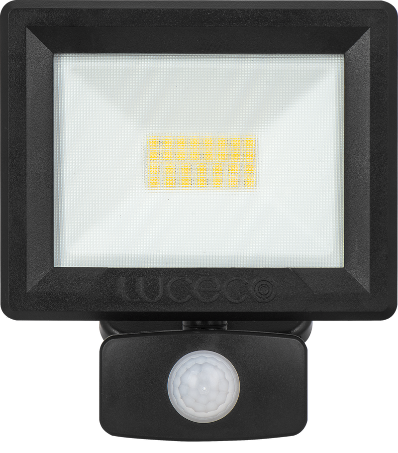 Luceco Essence Floodlight - Essence floodlight with ball joint 20W black 4000K colour temp with PIR