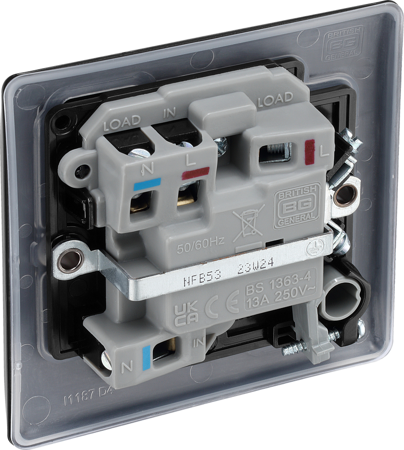 BG Electrical Nexus Metal Matt Black - Switched and fused with indicator and flex outlet