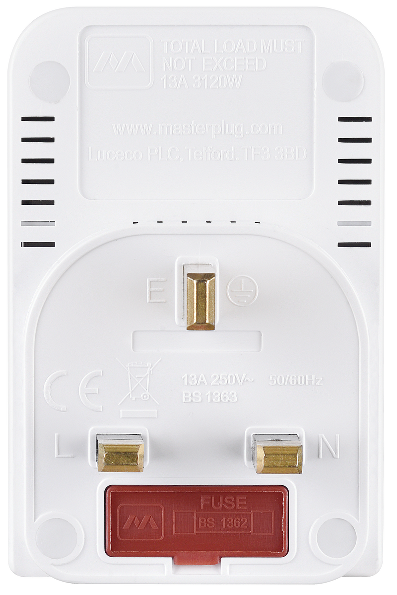Masterplug Switched - 3 Sockets, 13A, White