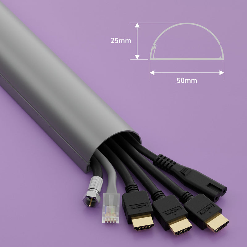 D-Line Trunking - 50x25mm Aluminium-Effect 2m Self Adhesive Length