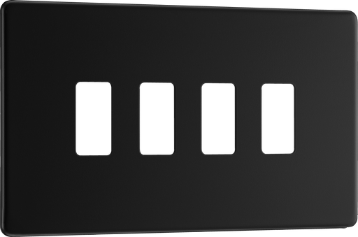 BG Electrical Flatplate Screwless Matt Black - 4 module - rectangular