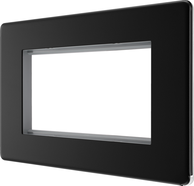 BG Electrical Flatplate Screwless Matt Black - 4 module - rectangular
