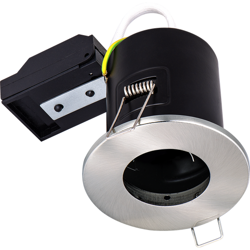Luceco GU10 Fire Rated Downlights - Fixed Fire Rated GU10 Downlight Brushed Steel Supplied Less Lamp