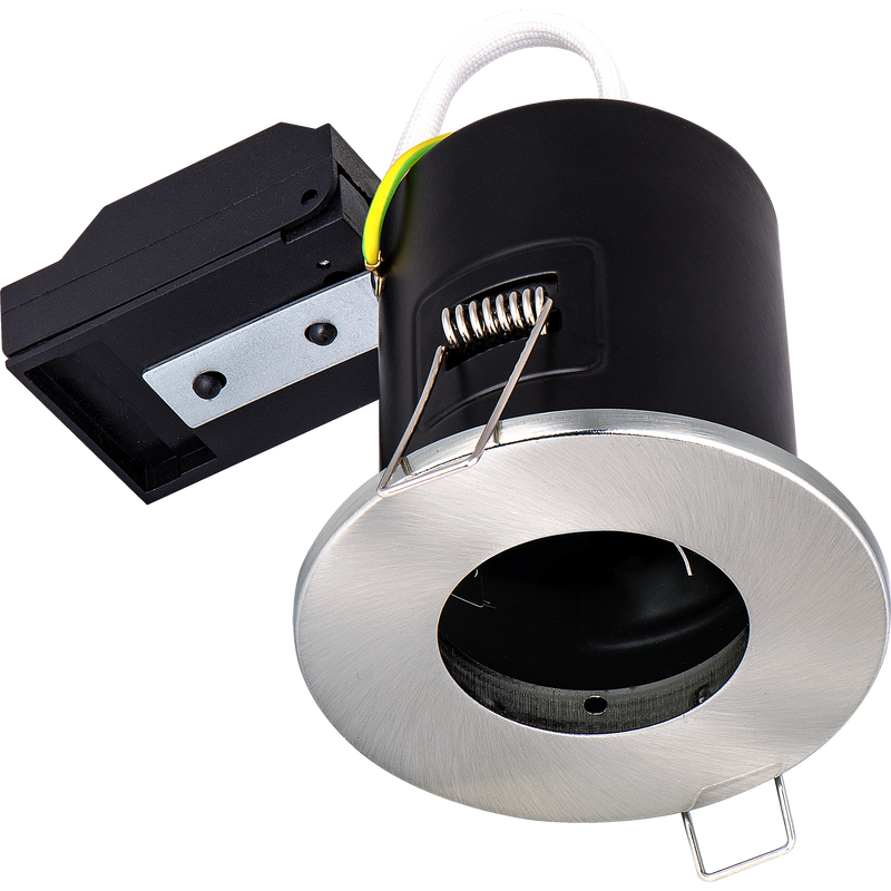 Luceco GU10 Fire Rated Downlights - Fixed Fire Rated GU10 Downlight Brushed Steel Supplied Less Lamp