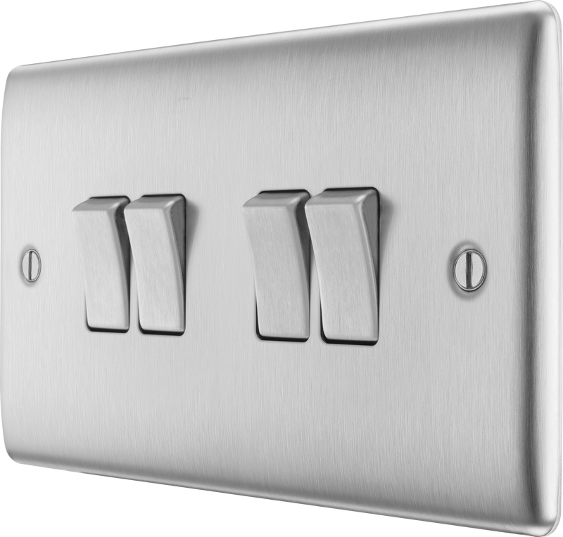 BG Electrical Nexus Metal Brushed Steel - Quadruple, 2 way switch