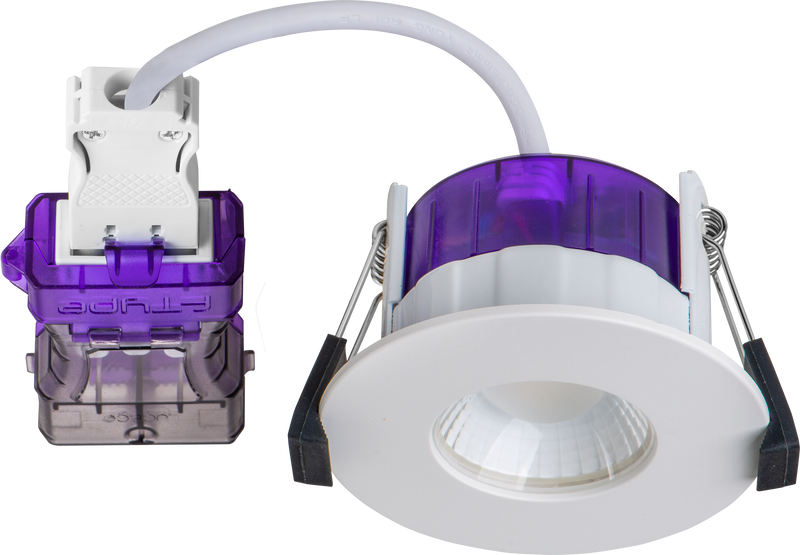 Luceco Ftype Ultra - FType Ultra Fire Rated Downlight 4W/6W 690lm Power Change & CCT Change 3000K / 4000K Dim2Warm Dimmable IP65 White - Flat