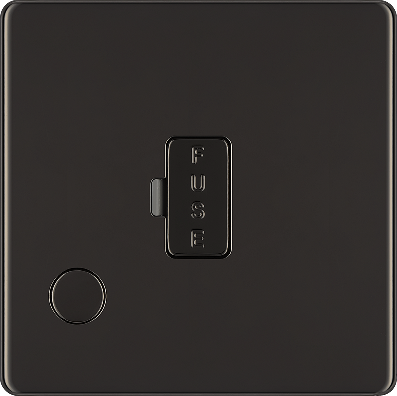 BG Electrical Flatplate Screwless Black Nickel - Unswitched and fused with flex outlet