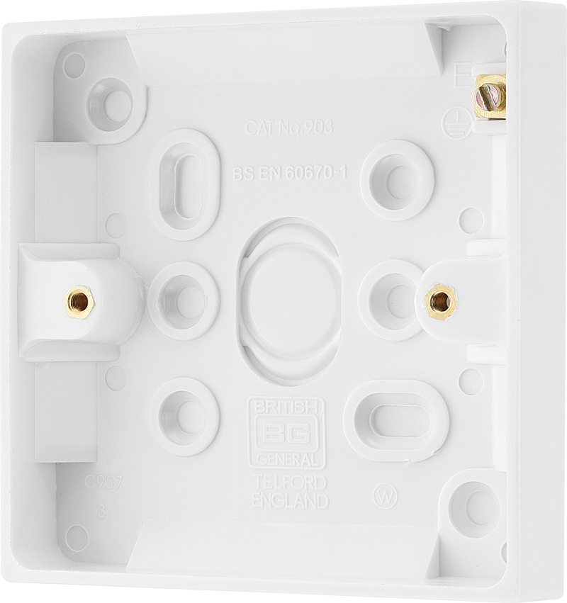 BG Electrical 900 Series - Single with earth terminal, 19mm