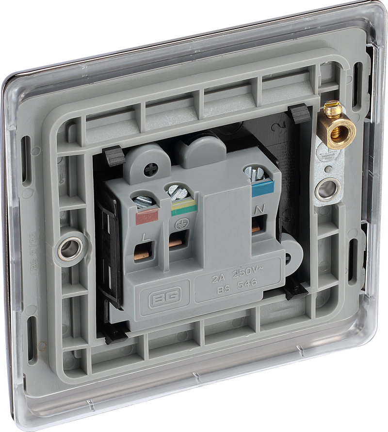 BG Electrical Nexus Metal Black Nickel - 2A, Single, unswitched, round pin
