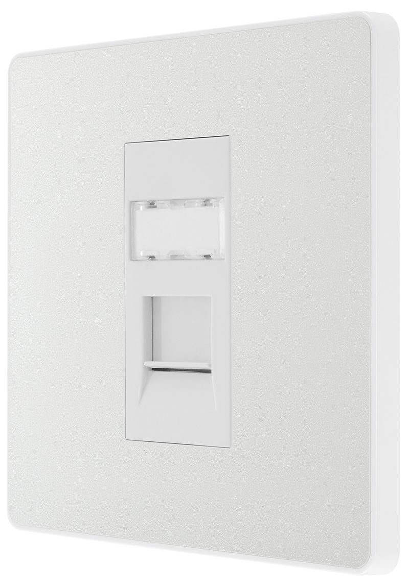 BG Electrical Evolve Pearlescent White - Single, RJ45 telephone socket