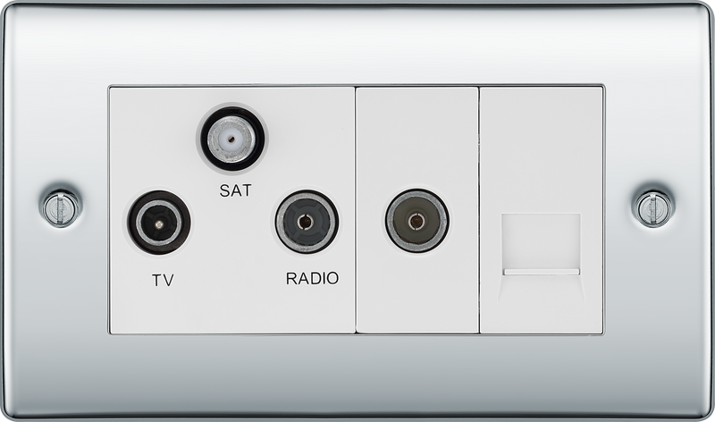 BG Electrical Nexus Metal Polished Chrome - Triplex with BT outlet and co-axial return - screened