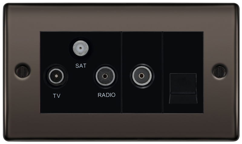 BG Electrical Nexus Metal Black Nickel - Triplex with BT outlet and co-axial return - screened
