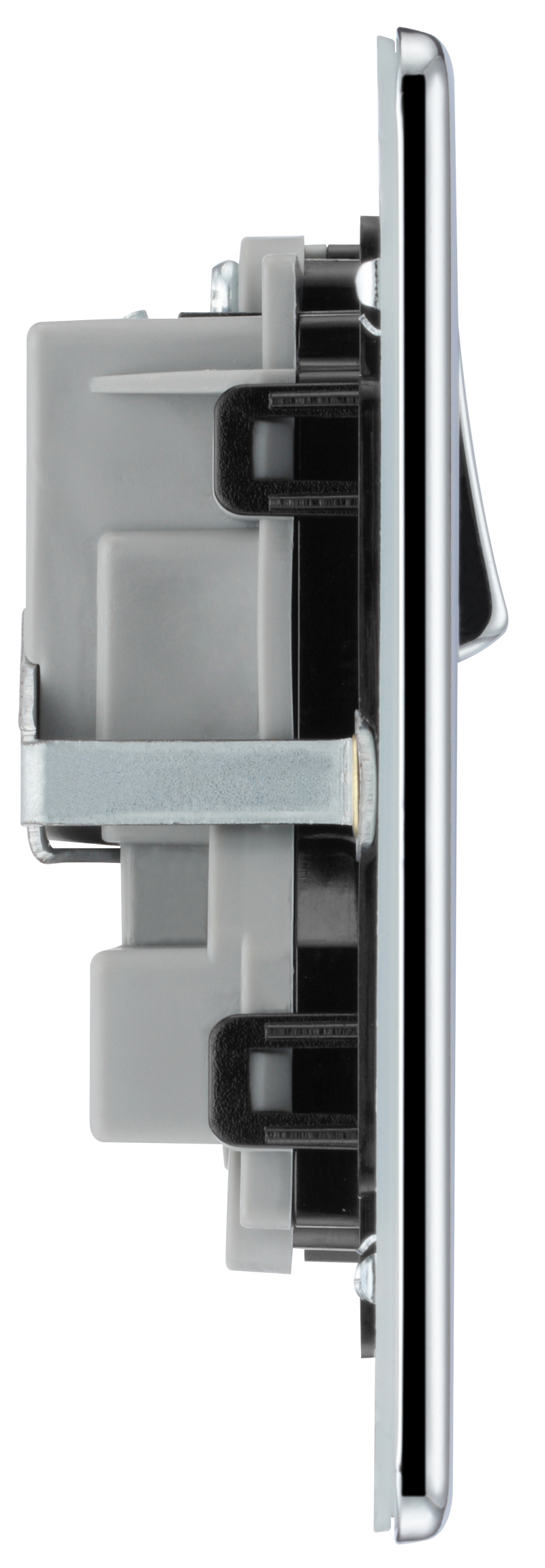 BG Electrical Flatplate Screwless Polished Chrome - Double switched, double pole