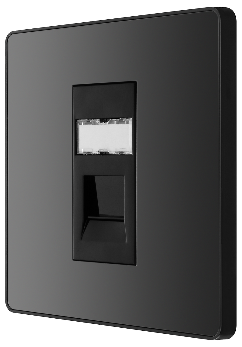 BG Electrical Evolve Black Chrome - Single, RJ45 telephone socket
