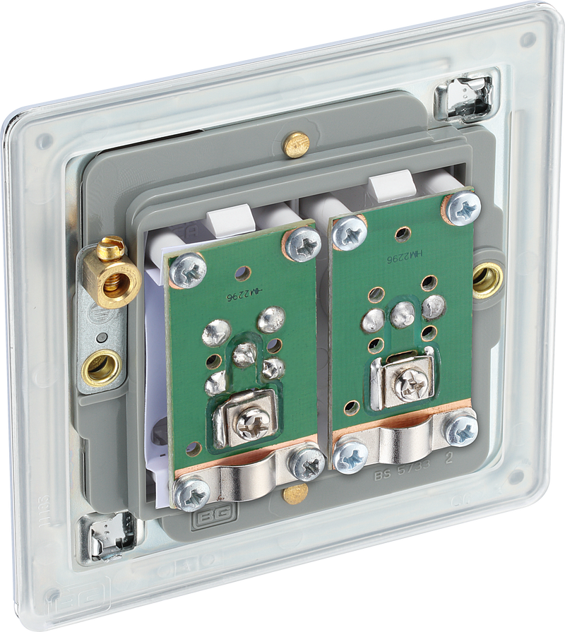 BG Electrical Flatplate Screwless Polished Chrome - Double, satellite and co-axial