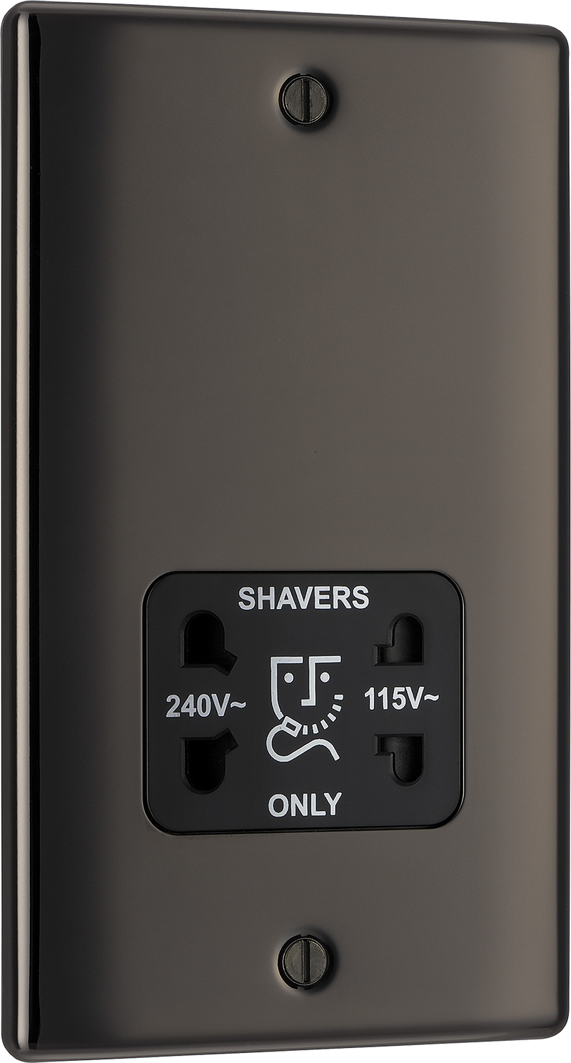 BG Electrical Nexus Metal Black Nickel - 115/240V dual voltage shaver socket
