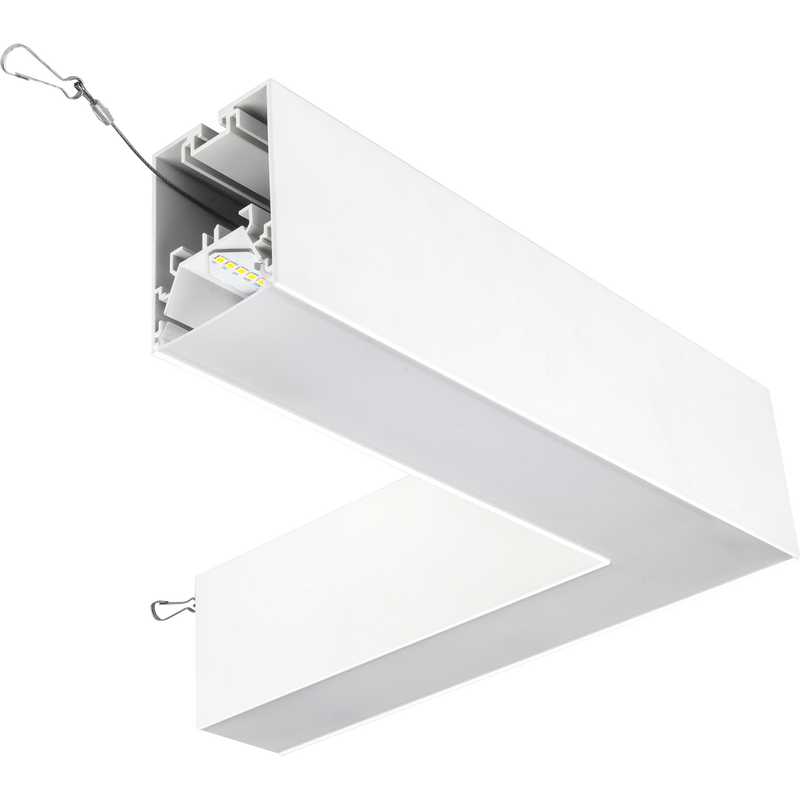 Luceco Contour Suspended - Contour 314mm suspended 90° connector module 600lumens with fixed output driver finished in white