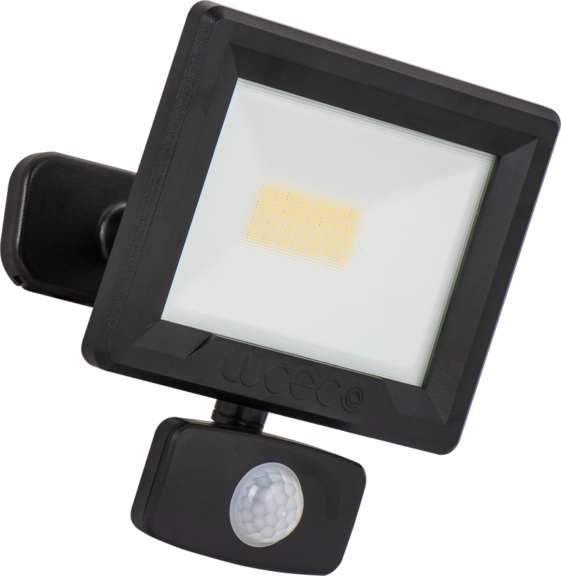 Luceco Essence Floodlight - Essence floodlight with ball joint 20W black 4000K colour temp with PIR