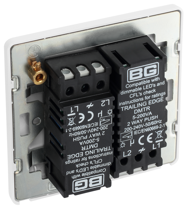 BG Electrical Evolve Pearlescent White - Double, 2 way push 200W