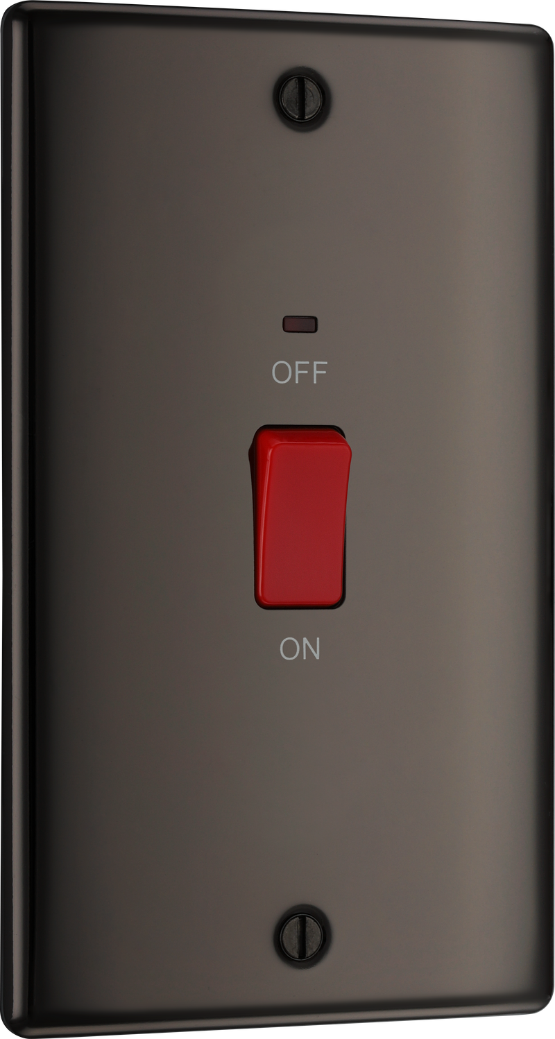 BG Electrical Nexus Metal Black Nickel - 45A, double pole, large plate, with indicator