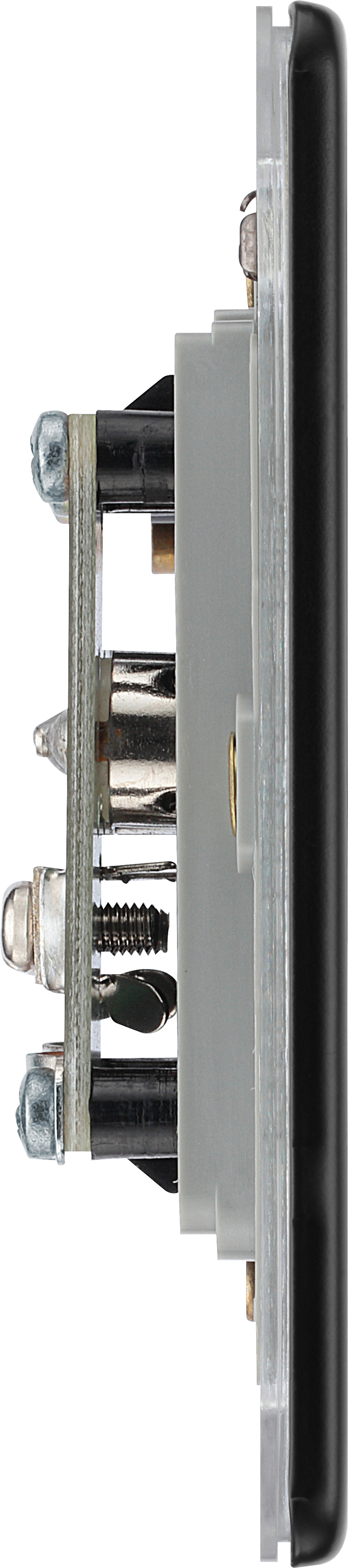BG Electrical Flatplate Screwless Matt Black - Double, TV/FM