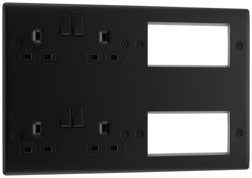 BG Electrical Nexus Metal Matt Black - 2 x double, switched, double pole, 8 Euro Module