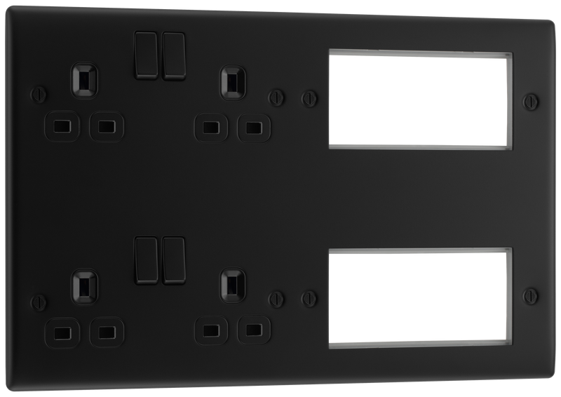 BG Electrical Nexus Metal Matt Black - 2 x double, switched, double pole, 8 Euro Module