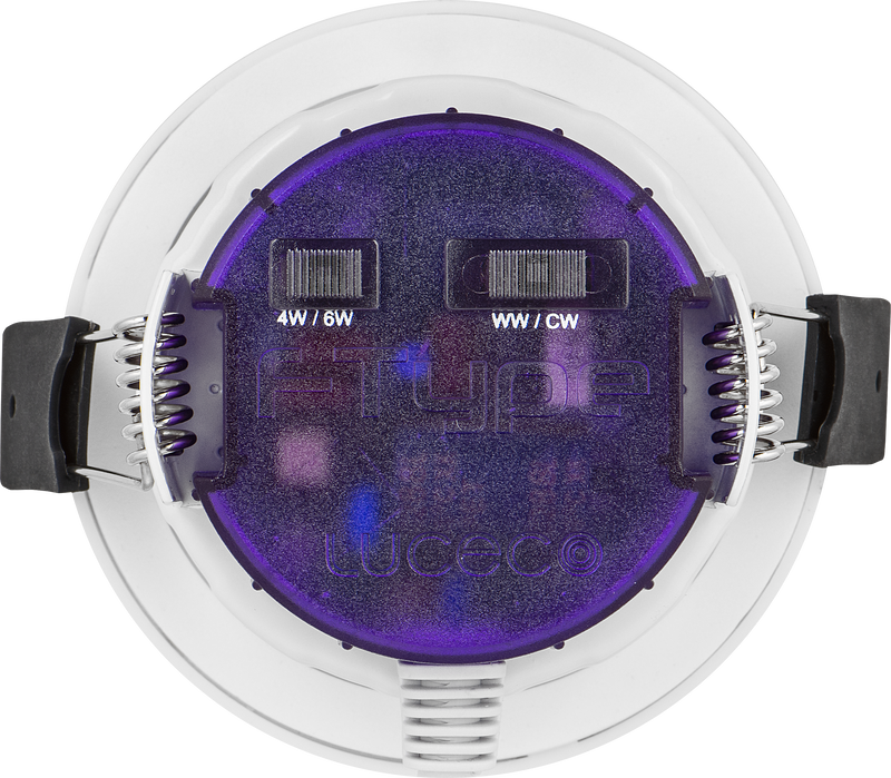 Luceco Ftype Ultra - FType Ultra Fire Rated Downlight 4W/6W 690lm Power Change & CCT Change 3000K / 4000K Dim2Warm IP20 White - Adjustable