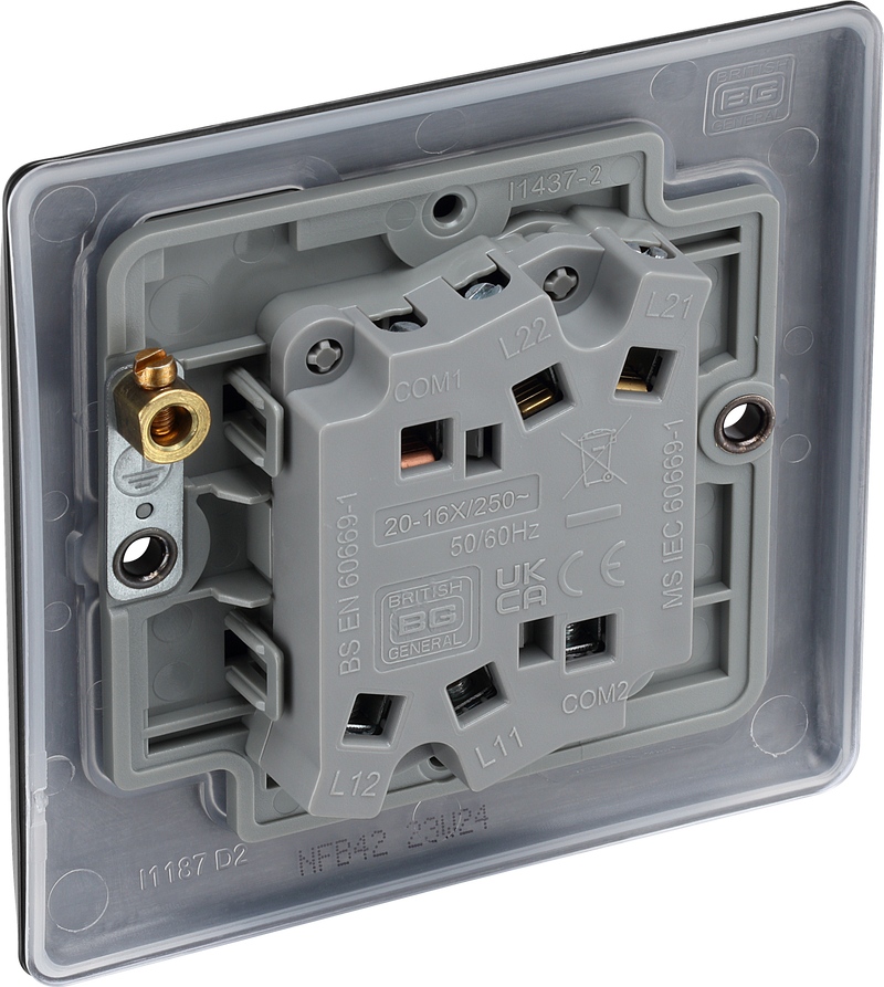 BG Electrical Nexus Metal Matt Black - Double, 2 way switch