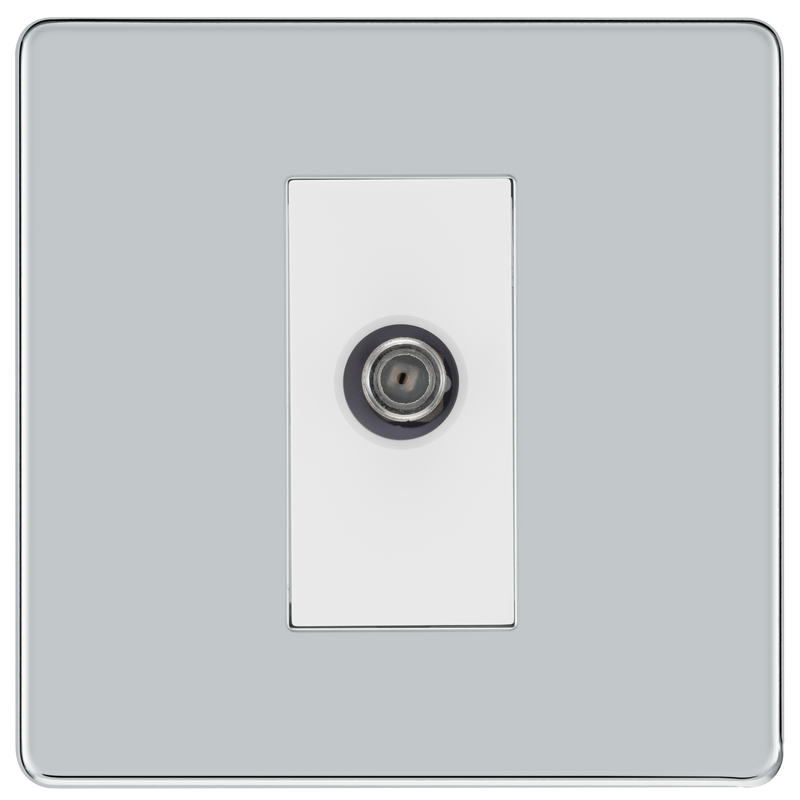 BG Electrical Flatplate Screwless Polished Chrome - Single, satellite