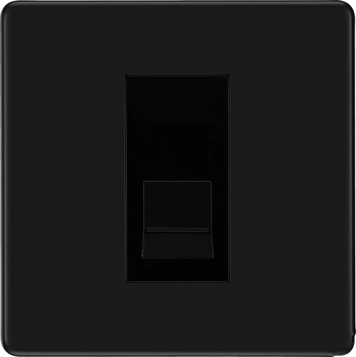 BG Electrical Flatplate Screwless Matt Black - Single telephone socket, master