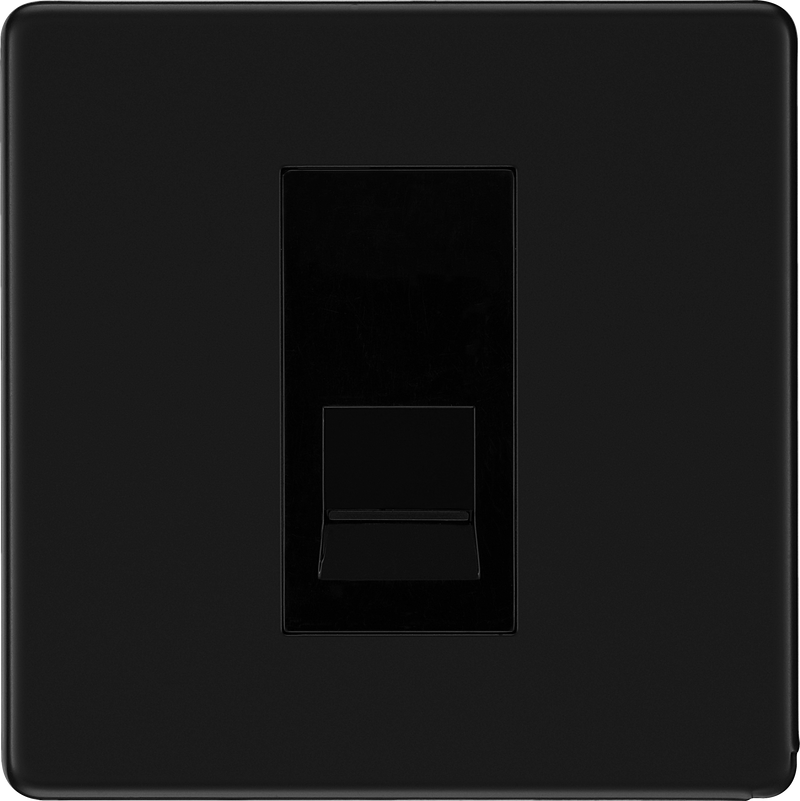 BG Electrical Flatplate Screwless Matt Black - Single telephone socket, master