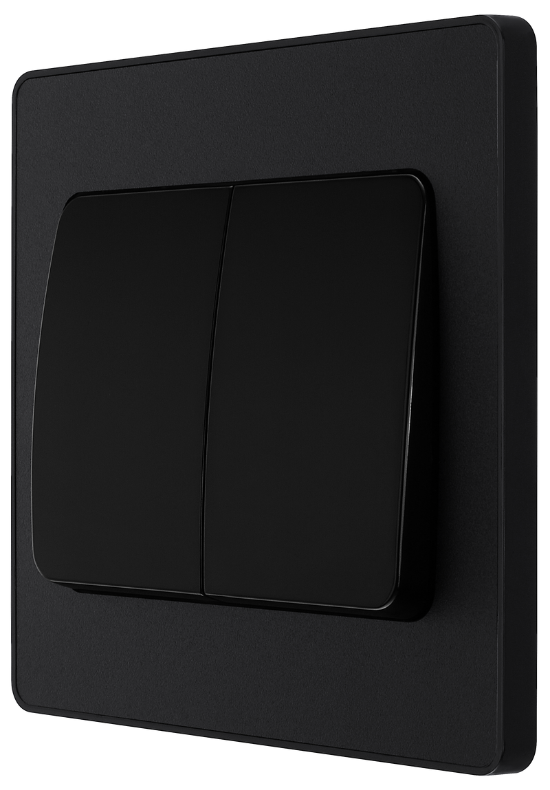 BG Electrical Evolve Matt Black - Double, 2 way switch, wide rocker