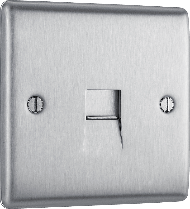 BG Electrical Nexus Metal Brushed Steel - Single, telephone socket, secondary