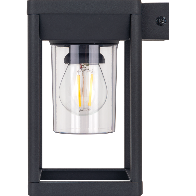 Luceco Azurar Coach Lantern - Filament Decorative Solar Wall Light with PIR Motion Sensor, Outdoor Lantern, Exterior Lighting, LED Bulb Included, Black, IP54, 2.7W, 220lm, 3000K