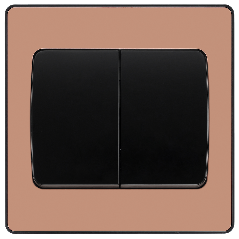 BG Electrical Evolve Polished Copper - Double, 2 way switch, wide rocker