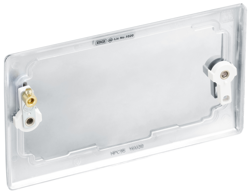 BG Electrical Nexus Metal Polished Chrome - Double, blank plate