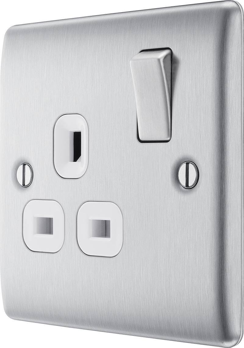 BG Electrical Nexus Metal Brushed Steel - Single switched, double pole