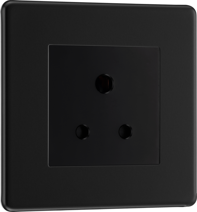 BG Electrical Flatplate Screwless Matt Black - 5A single, unswitched, round pin