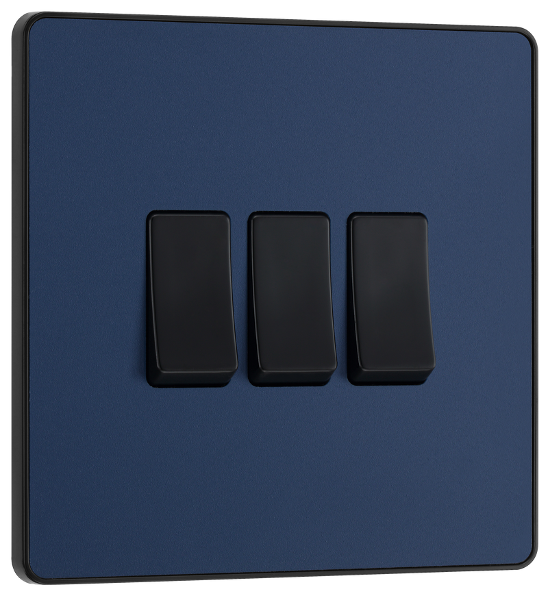 BG Electrical Evolve Matt Blue - Triple, 2 way switch
