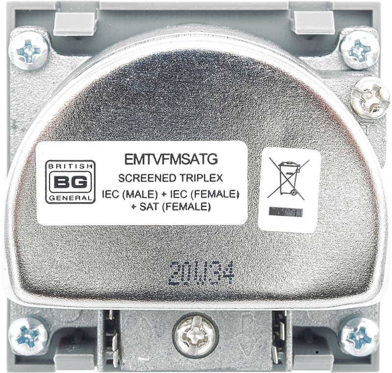 BG Electrical Euro Module - TV radio and satellite - TV IEC male, radio IEC female, satellite female
