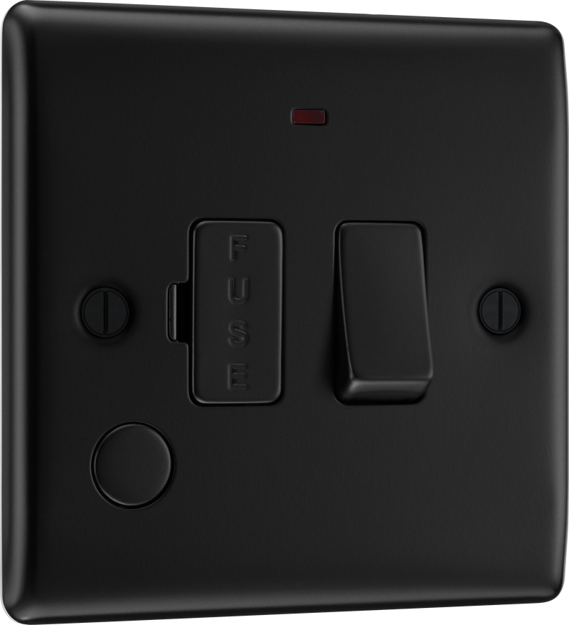 BG Electrical Nexus Metal Matt Black - Switched and fused with indicator and flex outlet