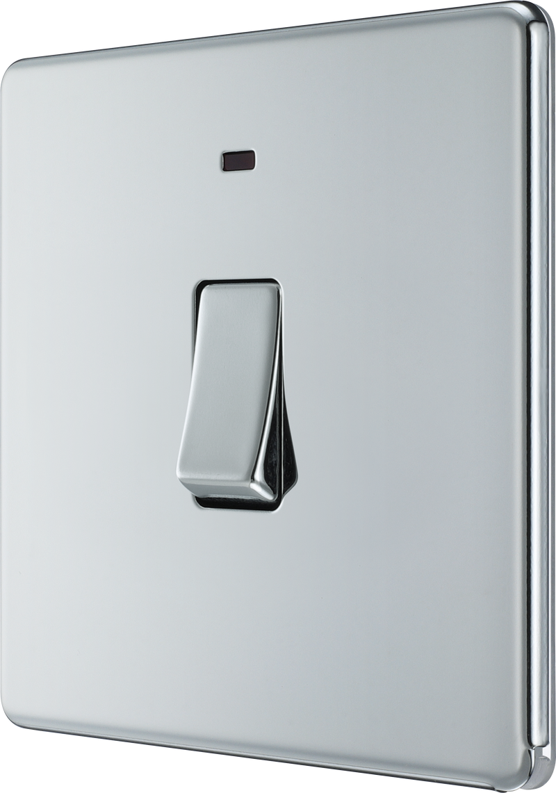 BG Electrical Flatplate Screwless Polished Chrome - 20A, double pole, with indicator