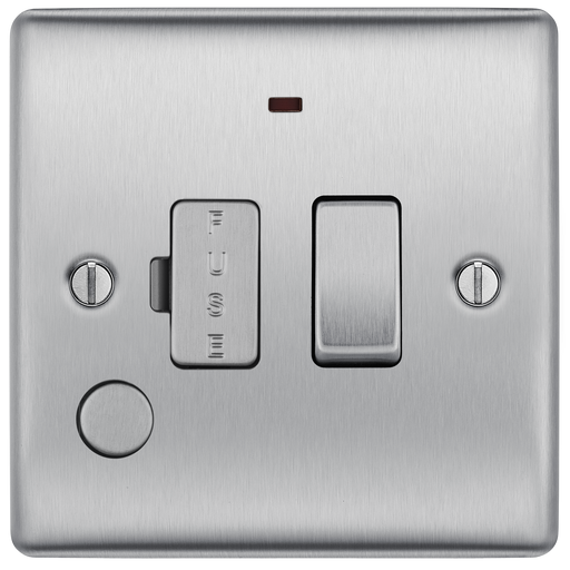BG Electrical Nexus Metal Brushed Steel - Switched and fused with indicator and flex outlet