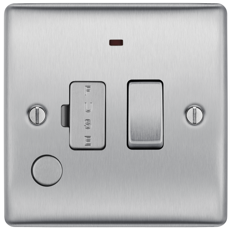 BG Electrical Nexus Metal Brushed Steel - Switched and fused with indicator and flex outlet