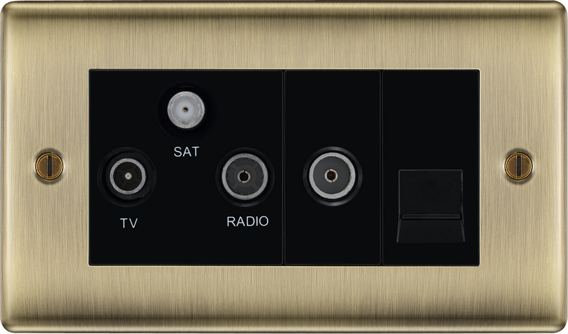 BG Electrical Nexus Metal Antique Brass - Triplex with BT outlet and co-axial return - screened