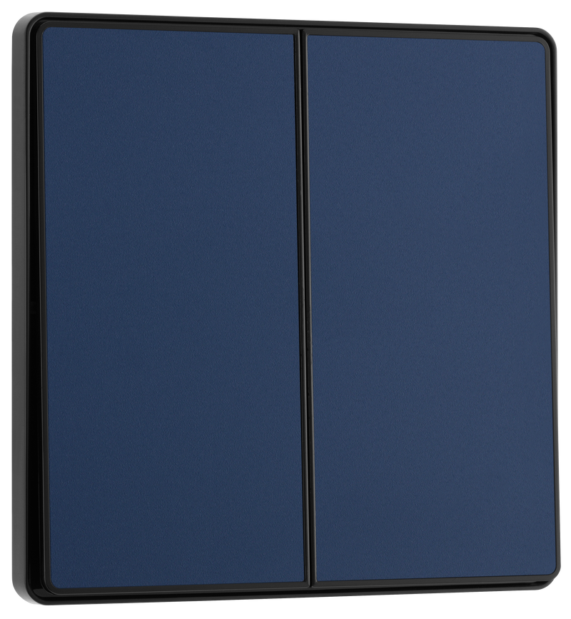 BG Electrical Evolve Matt Blue - Double, 2 way switch, edge rocker