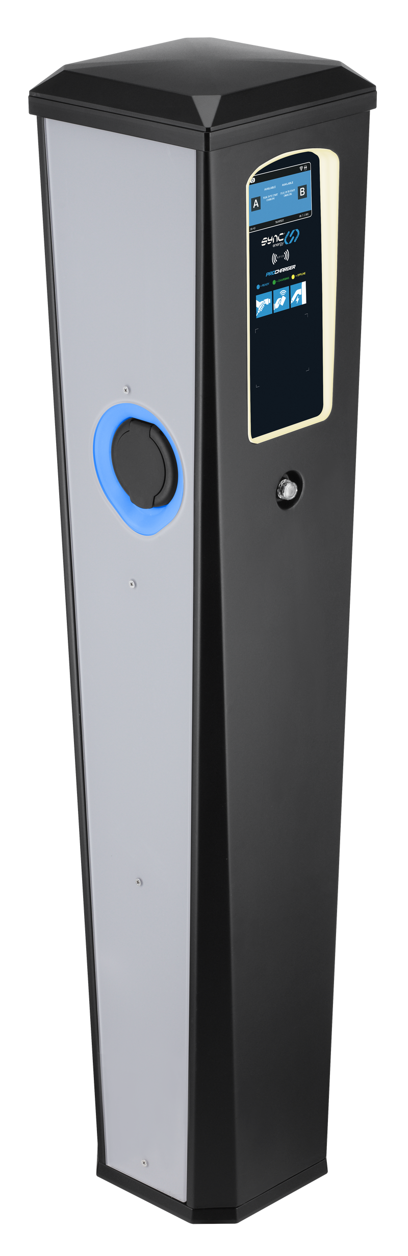 Sync Energy Pro Charger - EV Twin Bollard Pro Charger, 2 x 7.4kW, Single Phase - 4G, MID Meter